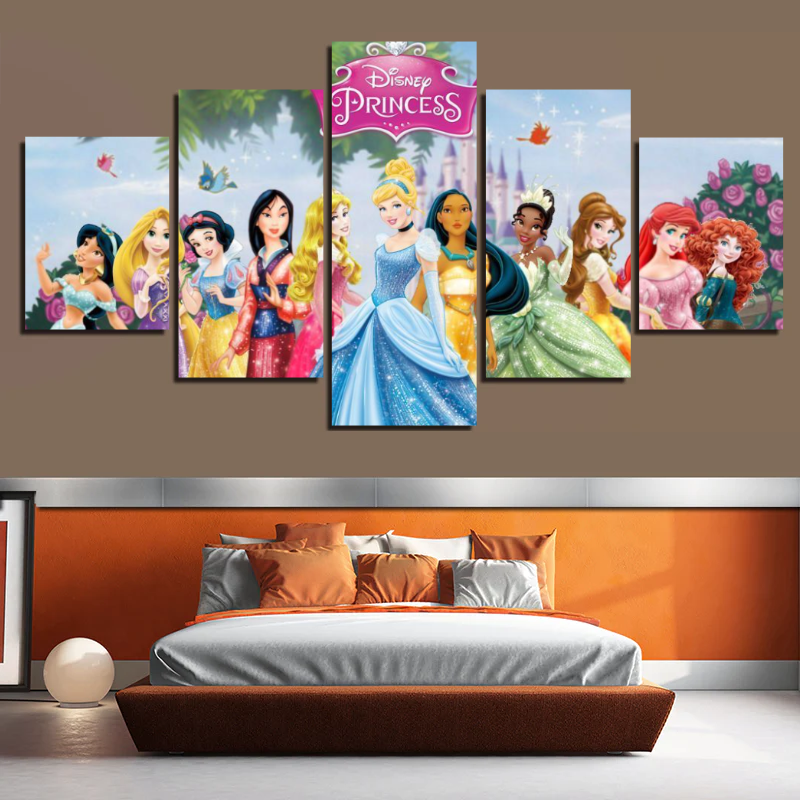 Tableau Disney 5 Pièces - Les Princesses | Little-E-market
